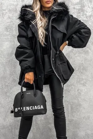 Street Punk Color Block Patchwork Mandarin Collar Outerwear