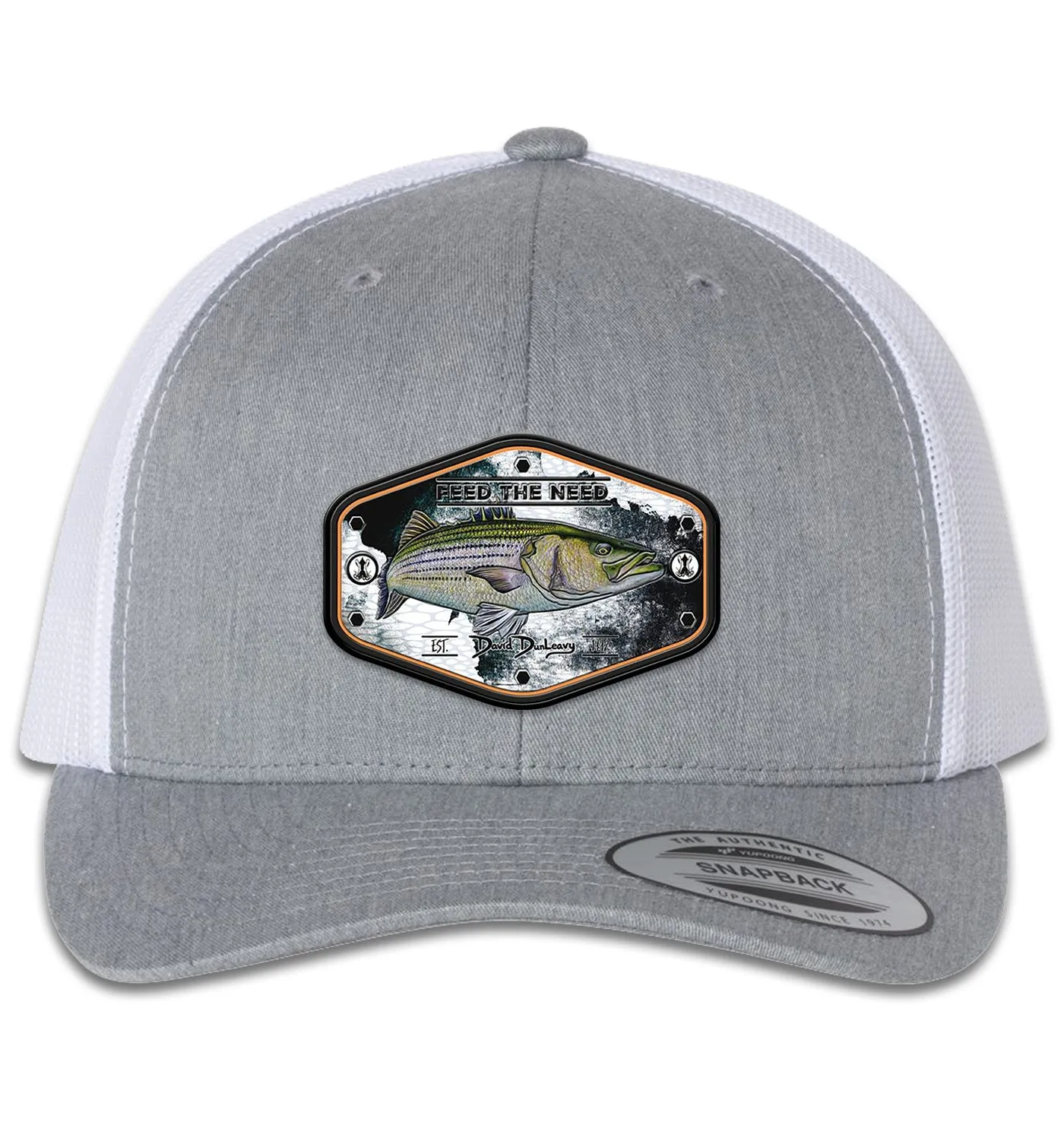 Stripah Kraken 6 Panel Trucker Snap Back Heather Grey White Hat