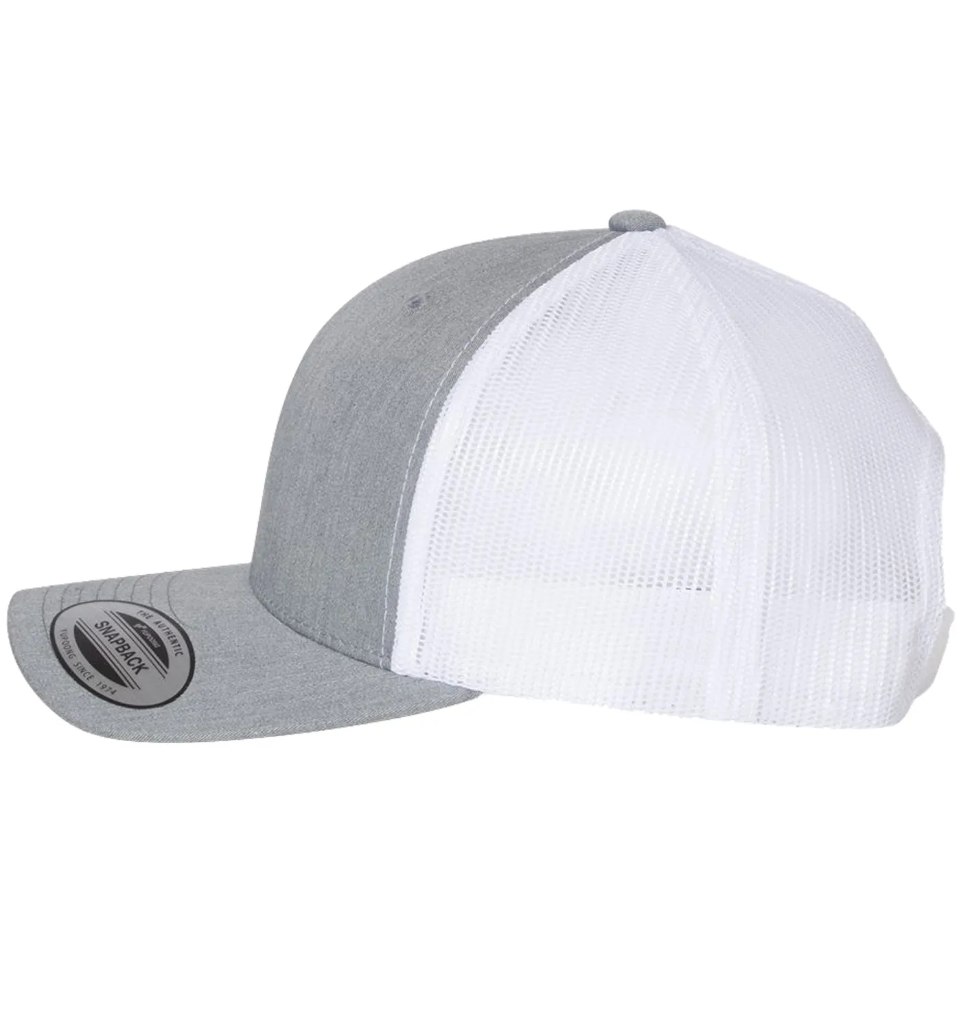Stripah Kraken 6 Panel Trucker Snap Back Heather Grey White Hat