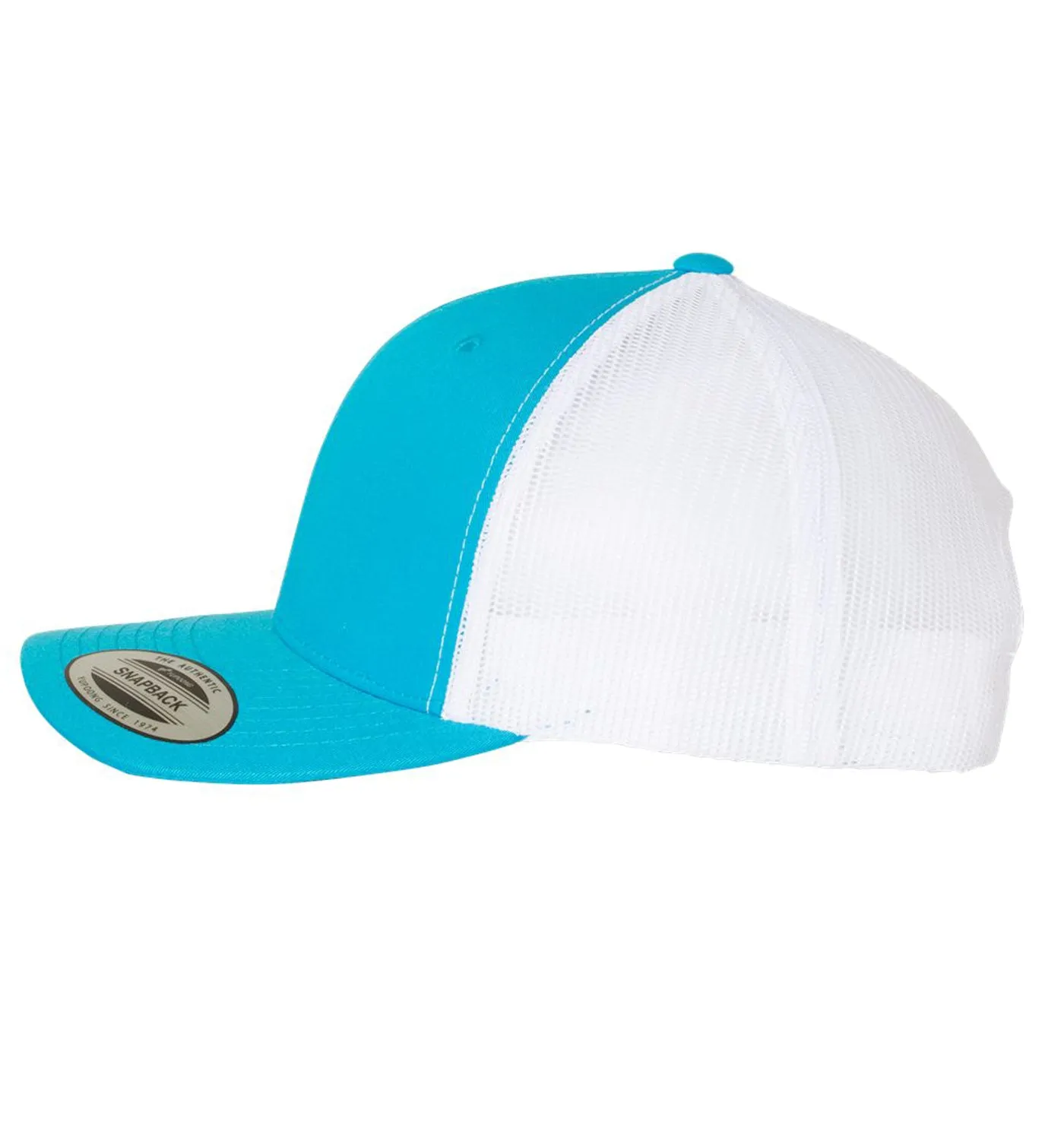 Stripah Kraken 6 Panel Trucker Snap Back Turquoise White Hat
