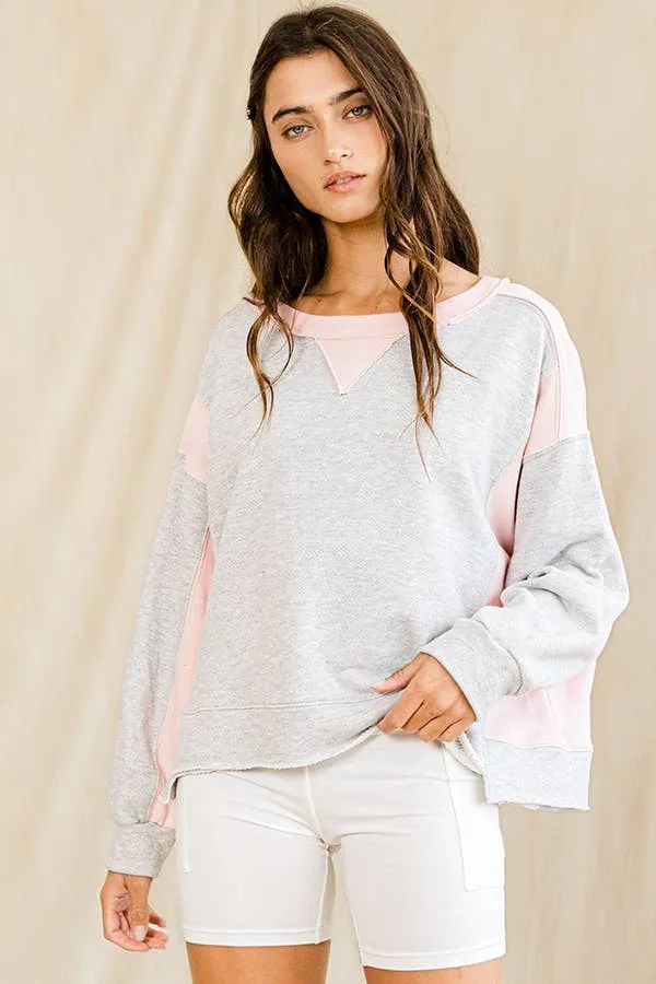 T2196 Contrast Color-block Sweatshirt