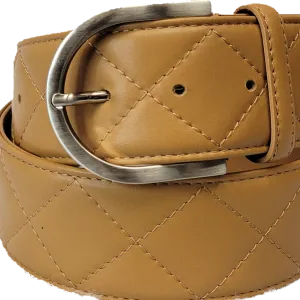 Tailored Sportsman Quilted C Belt - Caramel w/ Silver Buckle