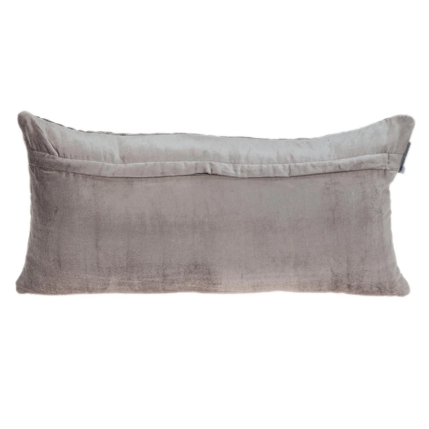 Taupe Quilted Diamonds Velvet Solid Color Lumbar Pillow