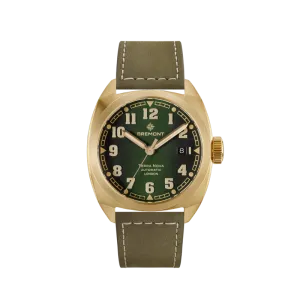 Terra Nova 40.5mm Date Bronze Green Dial Leather Strap