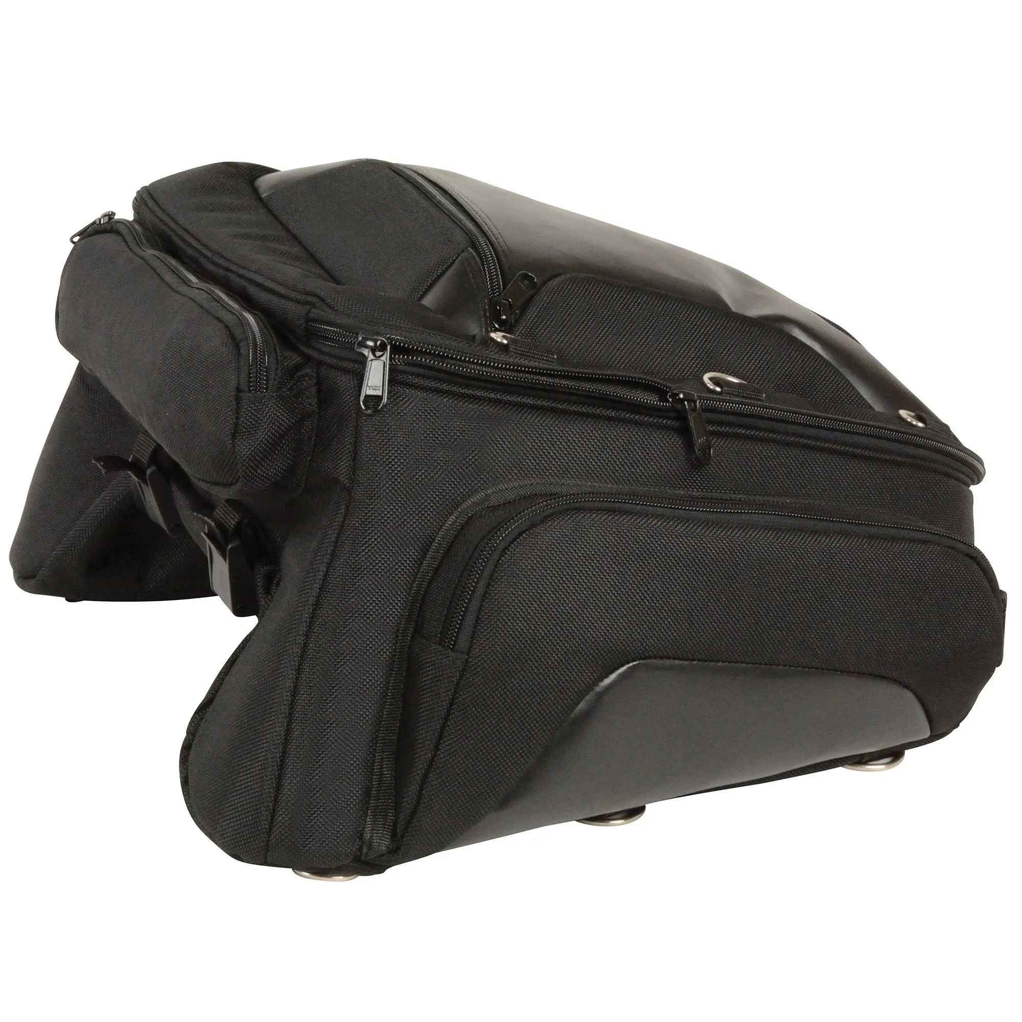 Textile Back Rack Sissy Bar Bag w/ Four Outer Pockets (14X16X16)