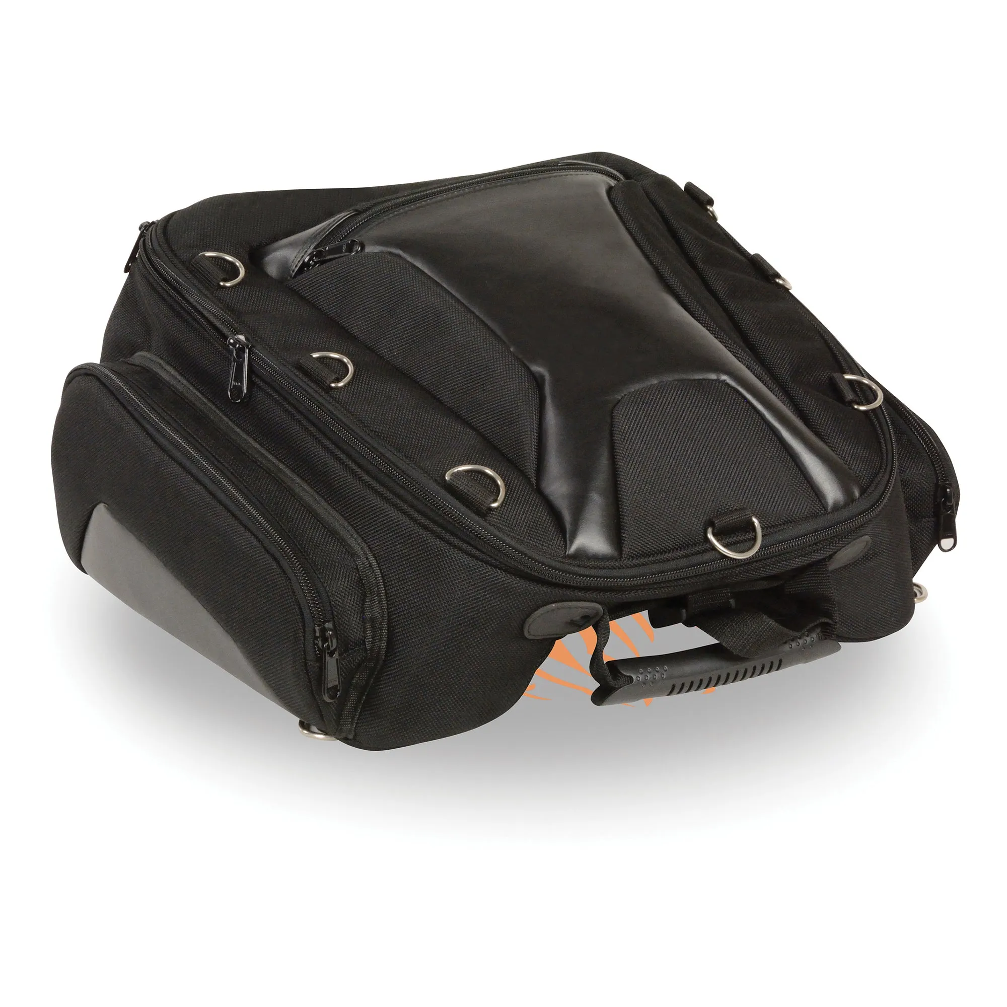 Textile Back Rack Sissy Bar Bag w/ Four Outer Pockets (14X16X16)
