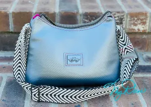 The Beanie Baguette Handbag in Grey Textured Marine Vinyl