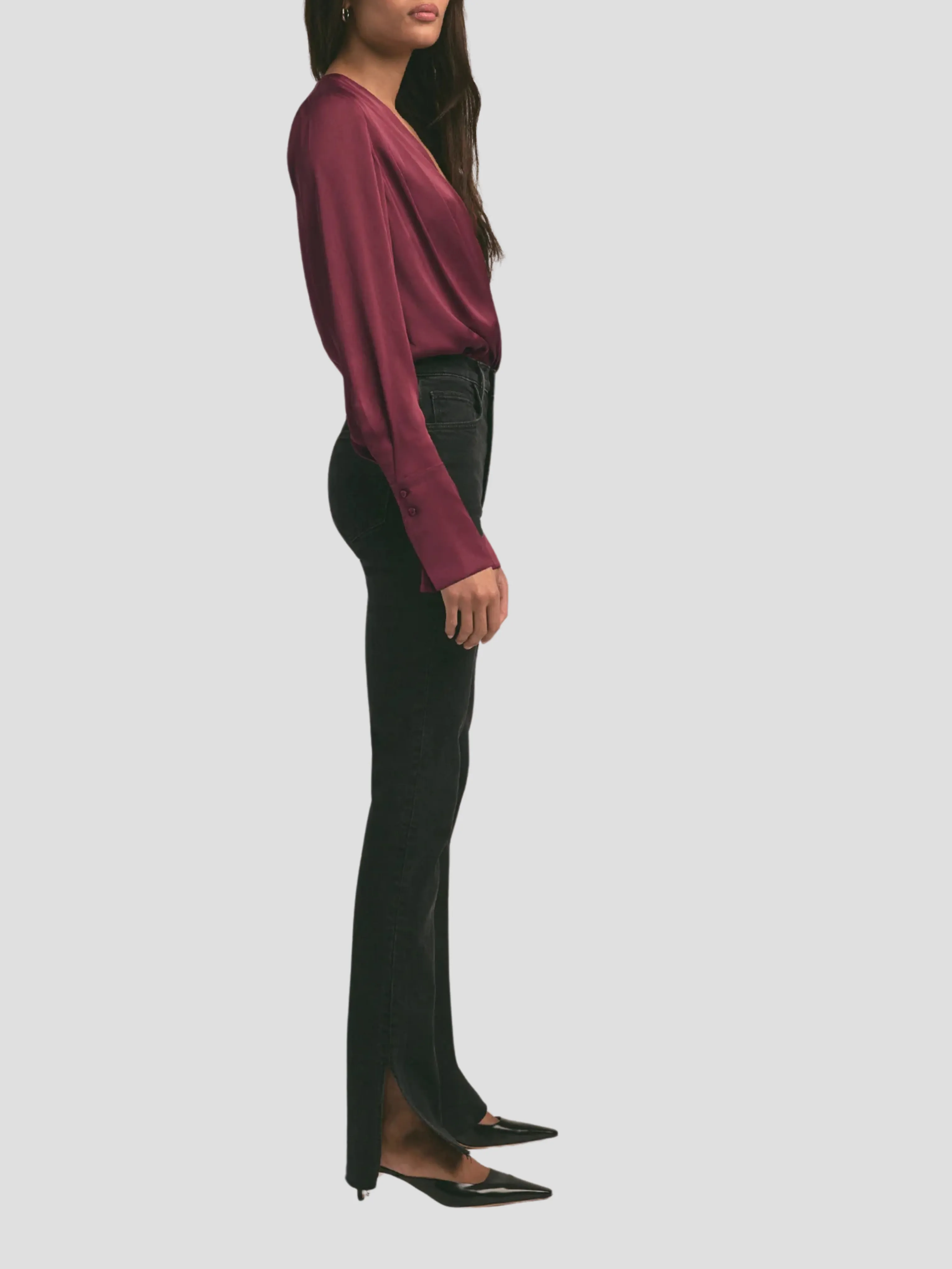 The Date Blouse in Burgundy
