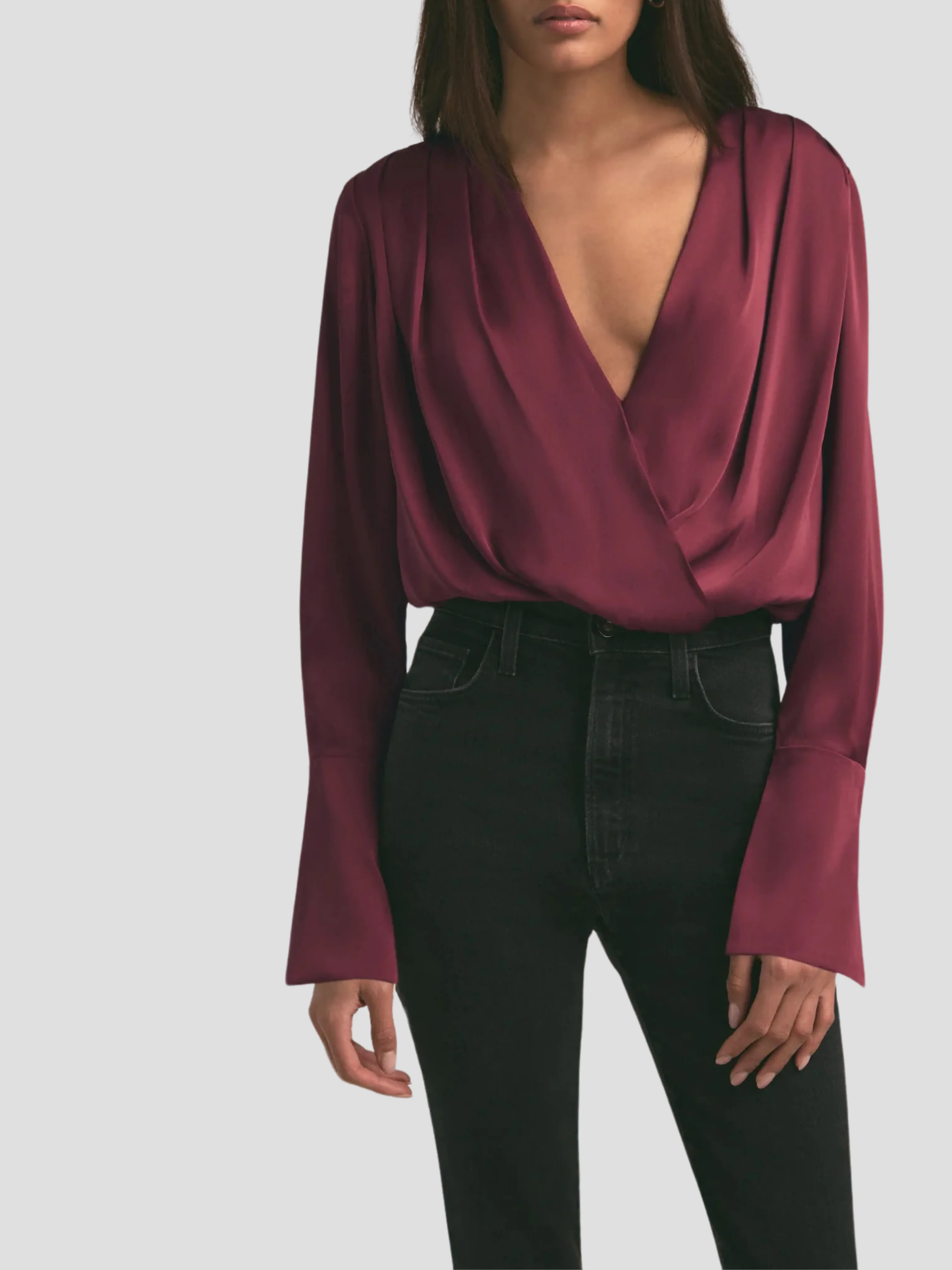 The Date Blouse in Burgundy