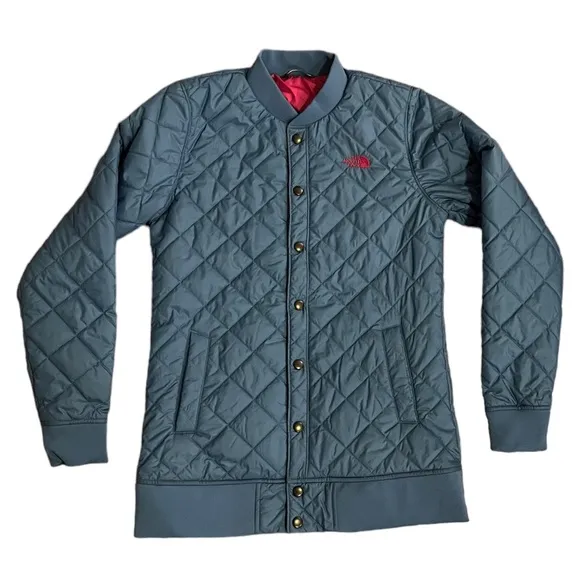 The North Face Button Up Bomber Jacket | Blue &amp; Pink | Women’s Small