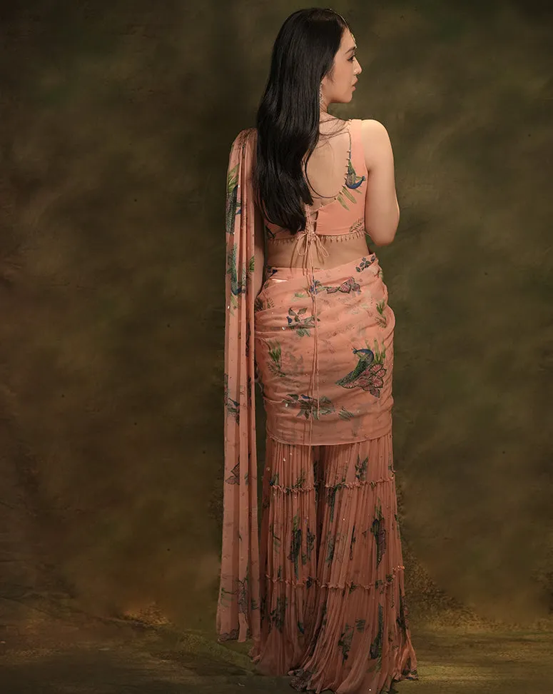 The Pink Floral Sharara Sari