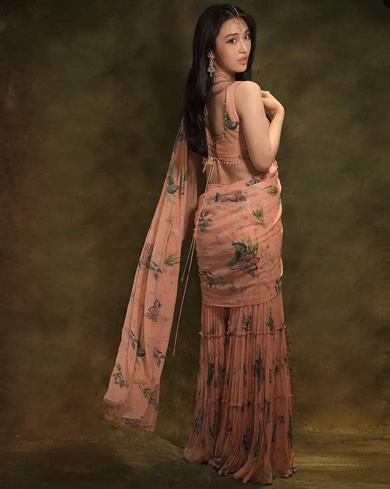The Pink Floral Sharara Sari