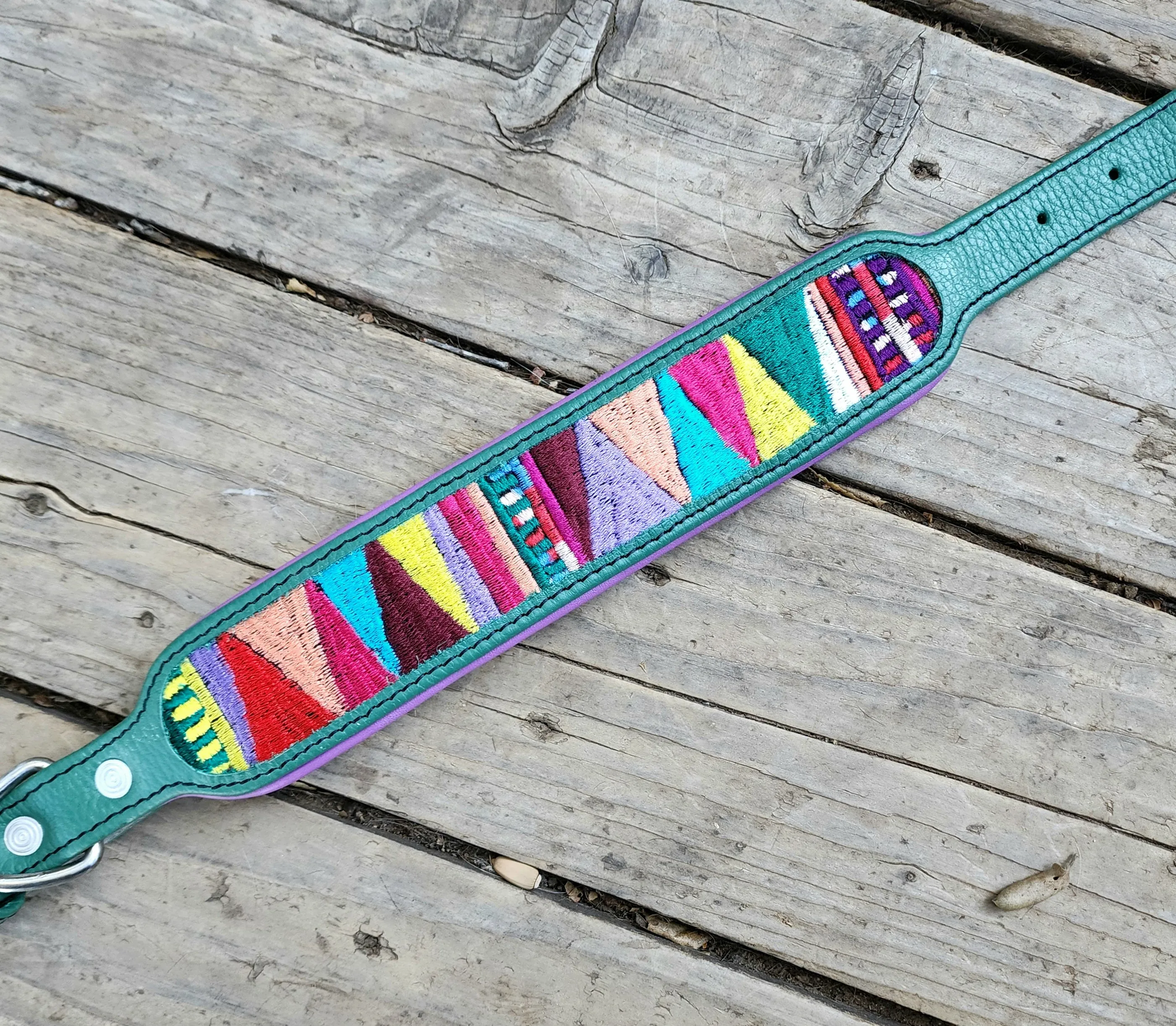 The Sofia (green with purple padding)