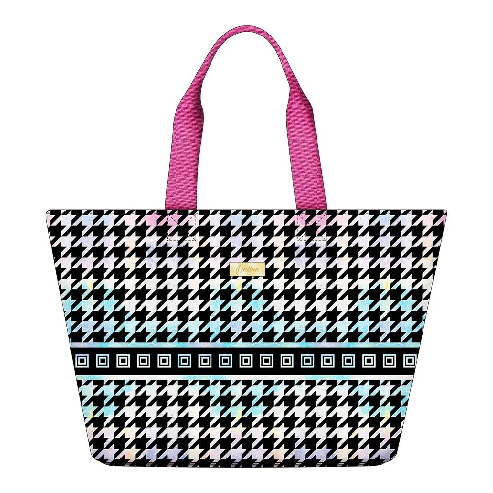 This Stylish And Versatile Tote Bag Features A Houndstooth Design