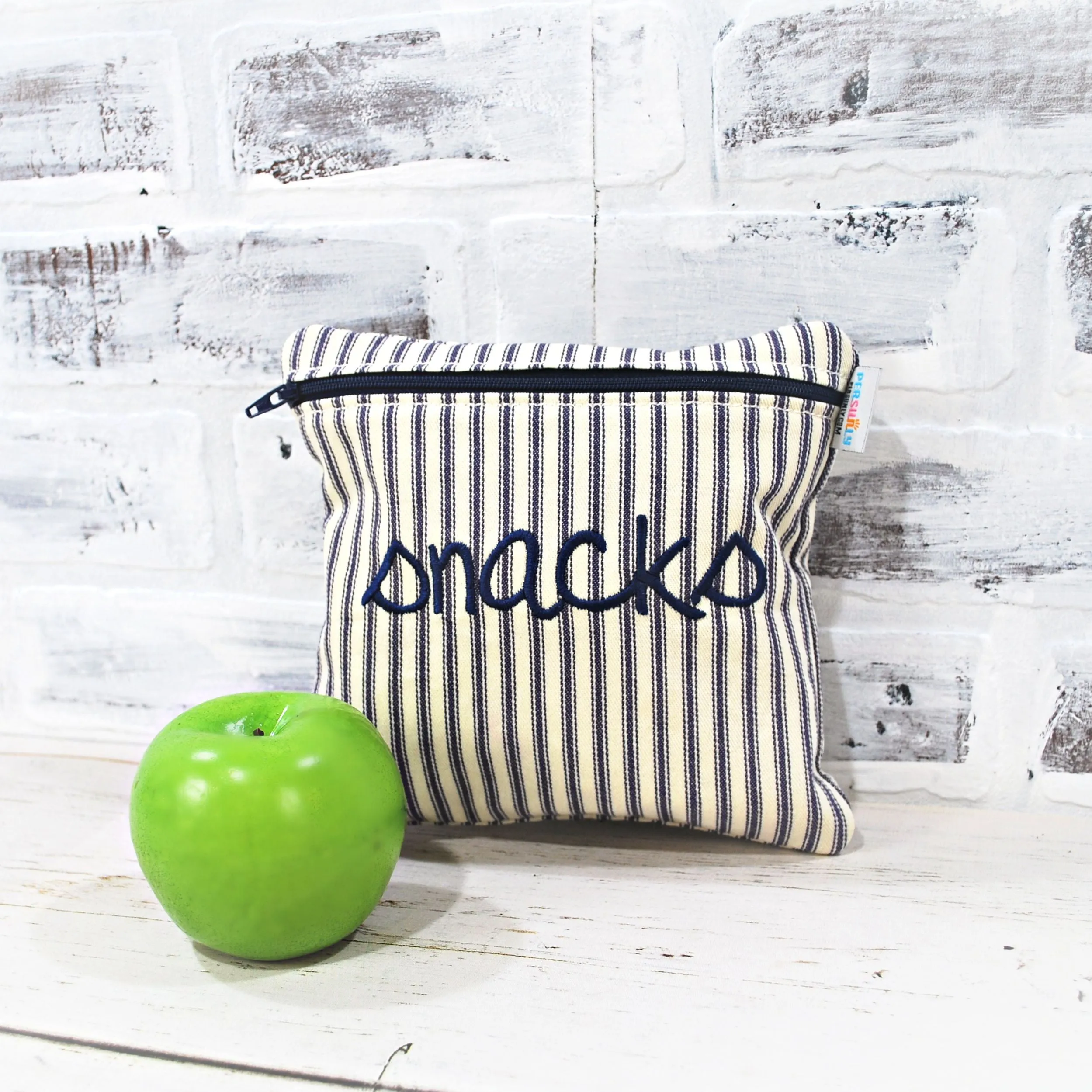 Ticking Stripe Personalized Reusable Bag