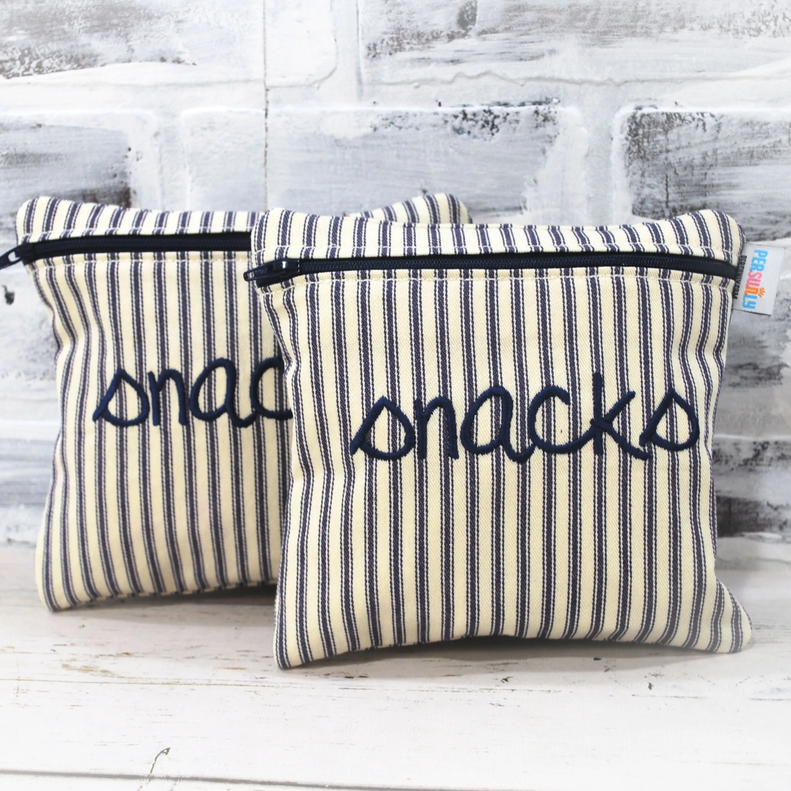 Ticking Stripe Personalized Reusable Bag