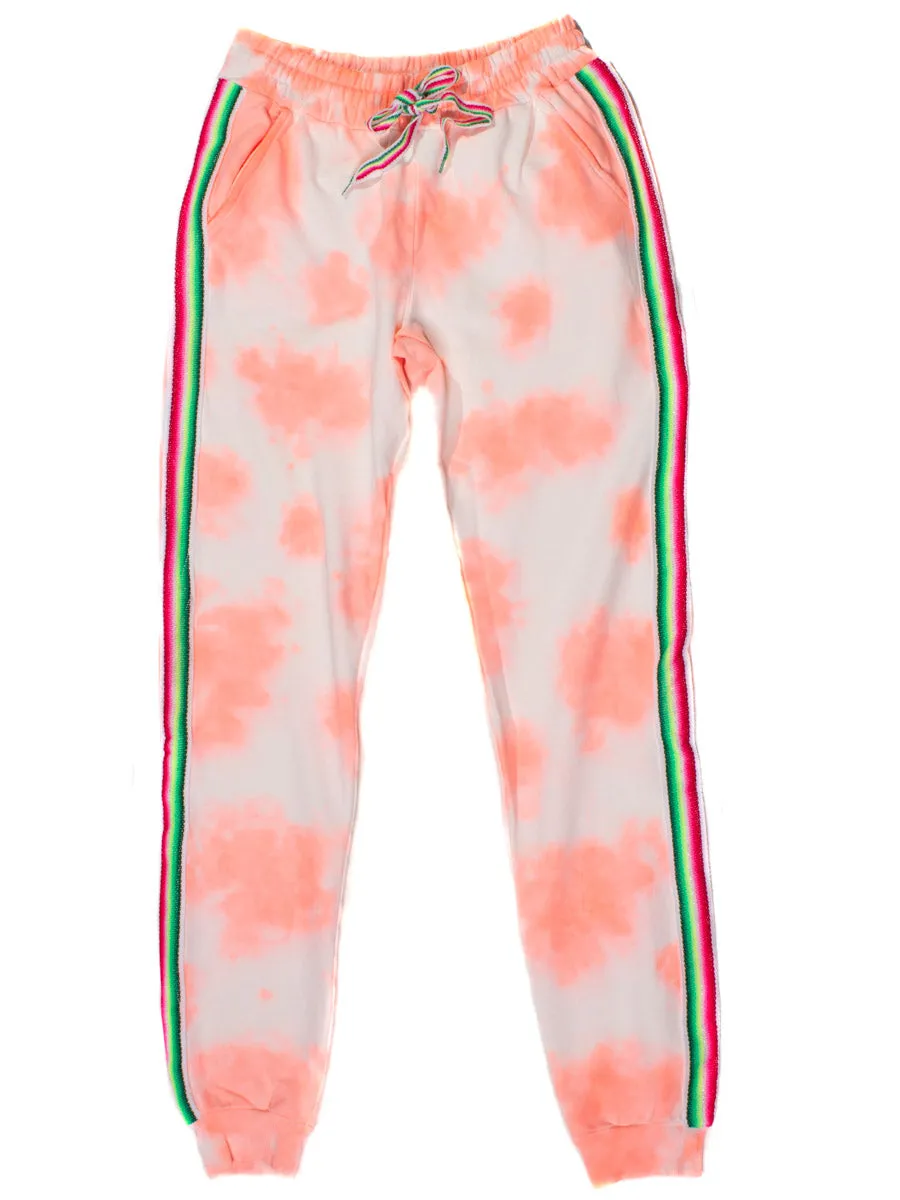 Tie Dye Trackie Pant in Coral