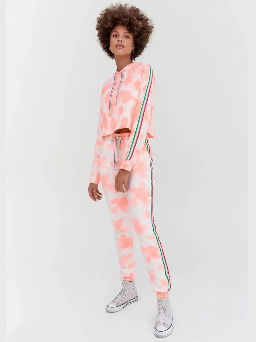Tie Dye Trackie Pant in Coral
