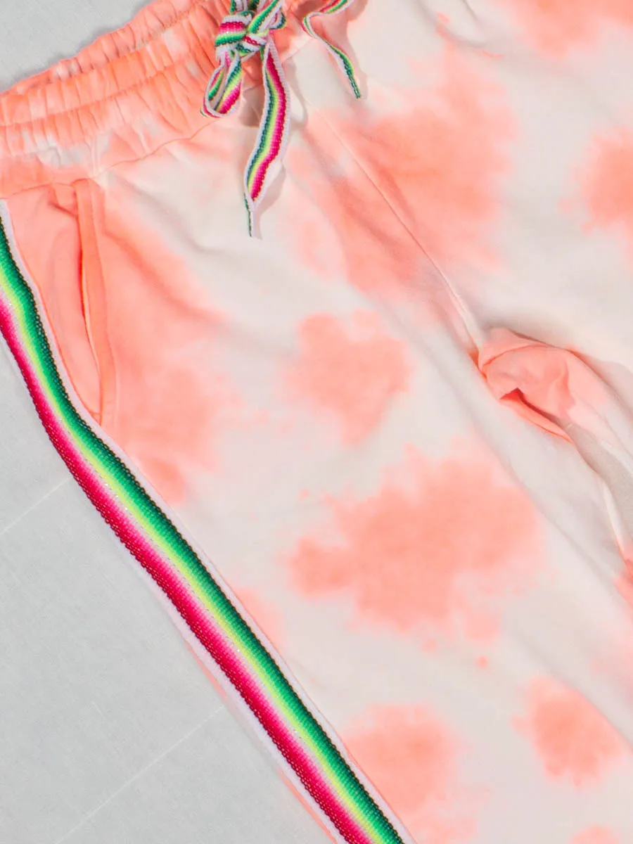 Tie Dye Trackie Pant in Coral