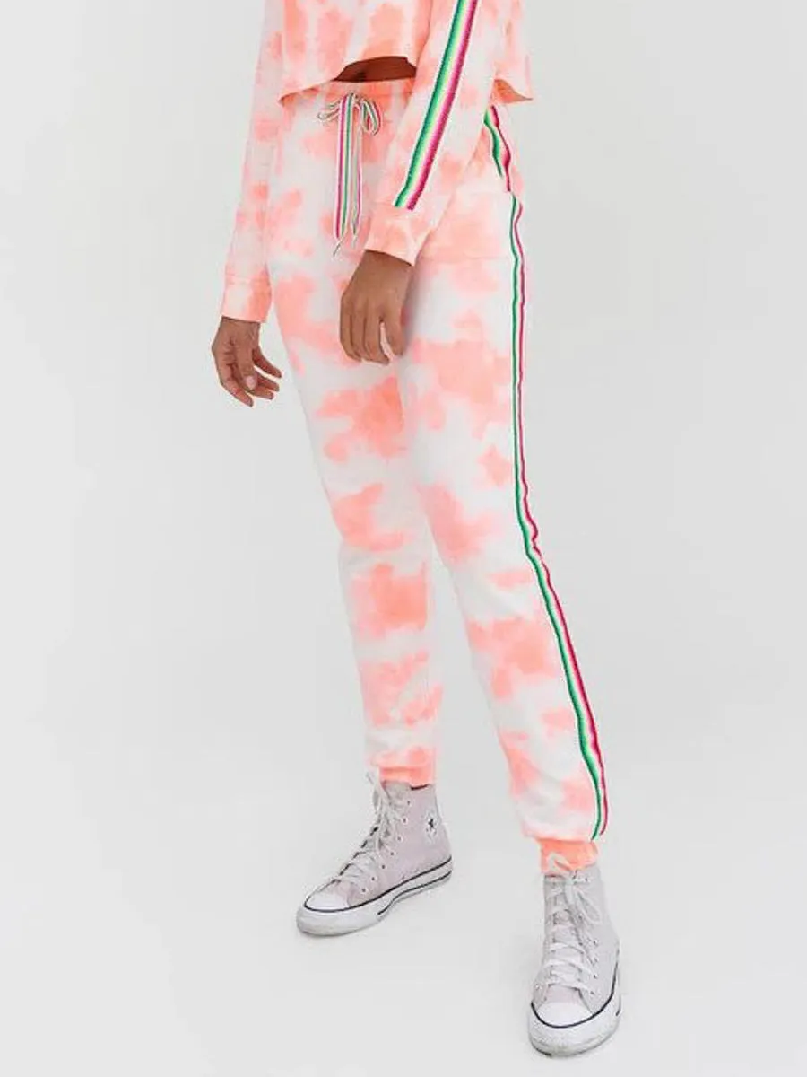 Tie Dye Trackie Pant in Coral