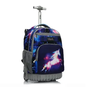 Tilami Deep Blue Galaxy Unicorn 19 inch Rolling Backpack For Kids