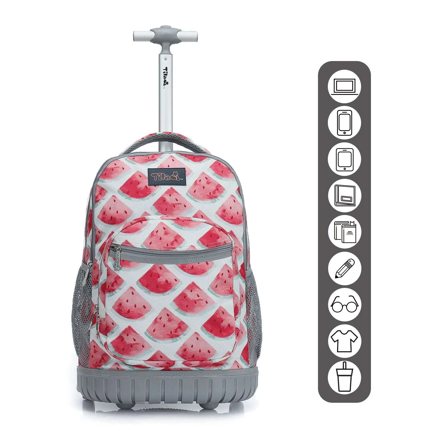 Tilami Pink Cute Watermelon 19 inch Kids Rolling Backpack