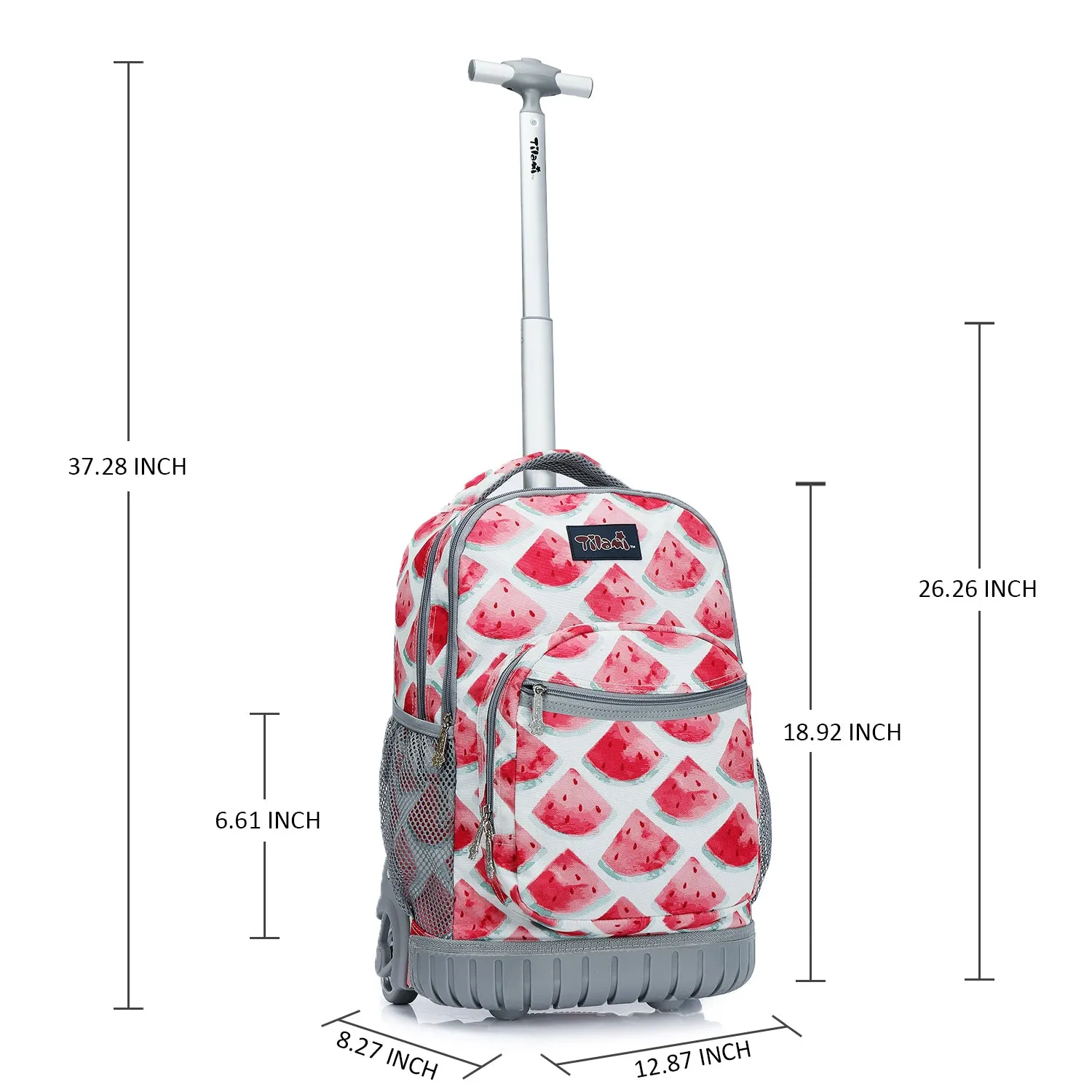 Tilami Pink Cute Watermelon 19 inch Kids Rolling Backpack