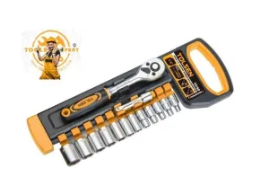 Tolsen Tools, 12 pcs 1/2" Ratchet Handle with Socket Set
