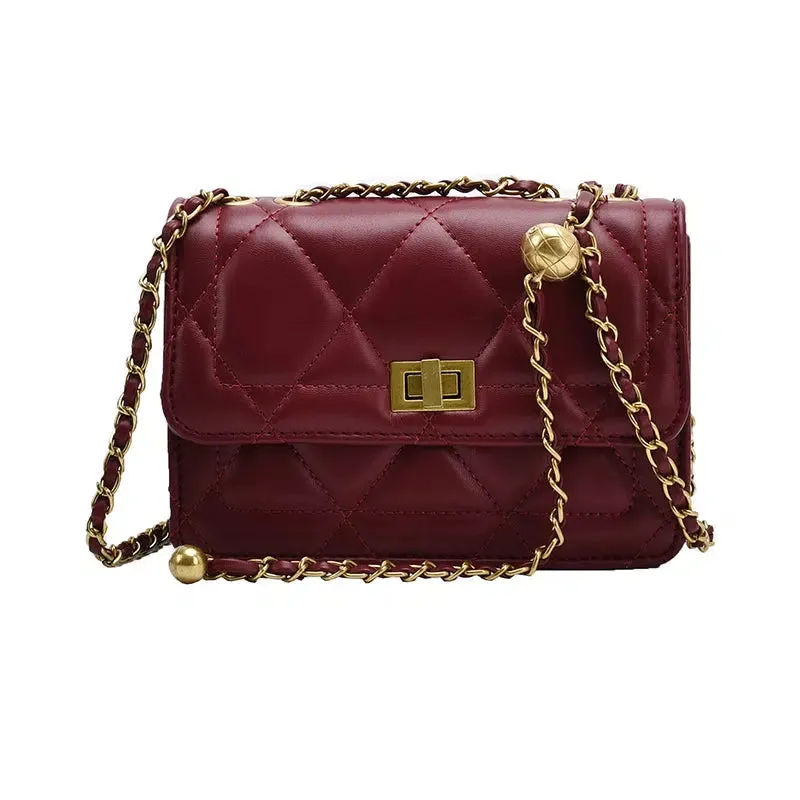 Turn Lock Closure Quilted Crossbody Bag