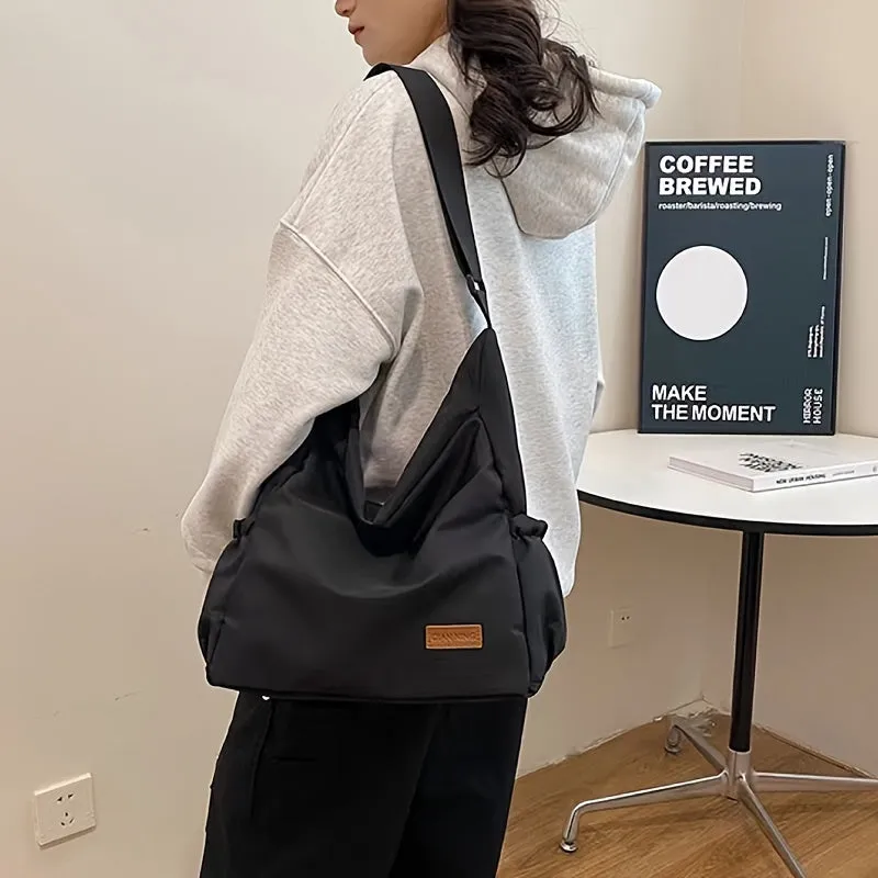 Unisex Nylon Sling Bag Large Capacity Lightweight Shoulder Strap Outdoor Travel