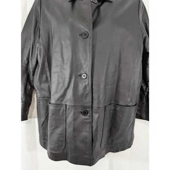 VENEZIA VITALE! CLASSIC COOL- WARM?- BLACK GENUINE LEATHER JACKET, COAT! SZ 20W