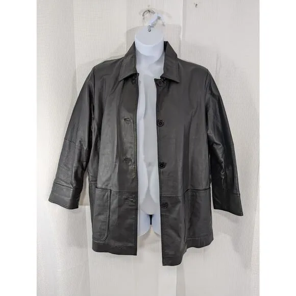 VENEZIA VITALE! CLASSIC COOL- WARM?- BLACK GENUINE LEATHER JACKET, COAT! SZ 20W