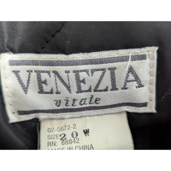 VENEZIA VITALE! CLASSIC COOL- WARM?- BLACK GENUINE LEATHER JACKET, COAT! SZ 20W