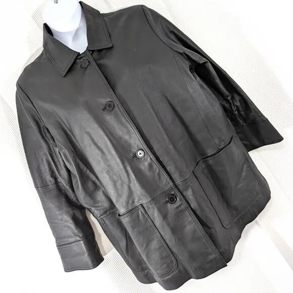 VENEZIA VITALE! CLASSIC COOL- WARM?- BLACK GENUINE LEATHER JACKET, COAT! SZ 20W