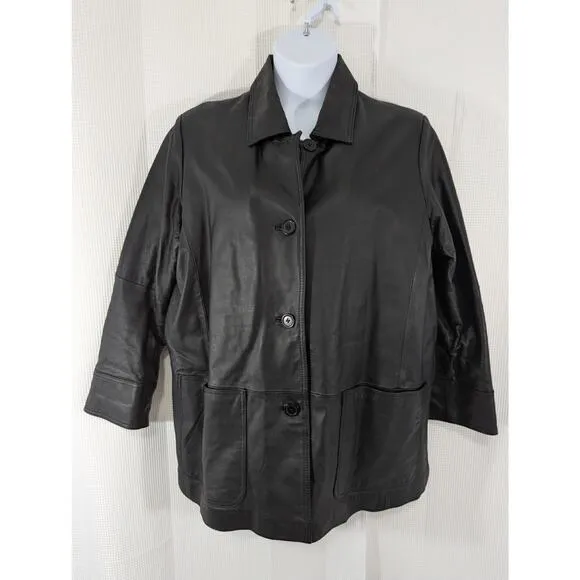 VENEZIA VITALE! CLASSIC COOL- WARM?- BLACK GENUINE LEATHER JACKET, COAT! SZ 20W