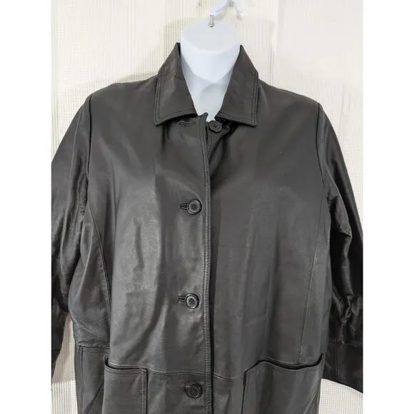 VENEZIA VITALE! CLASSIC COOL- WARM?- BLACK GENUINE LEATHER JACKET, COAT! SZ 20W