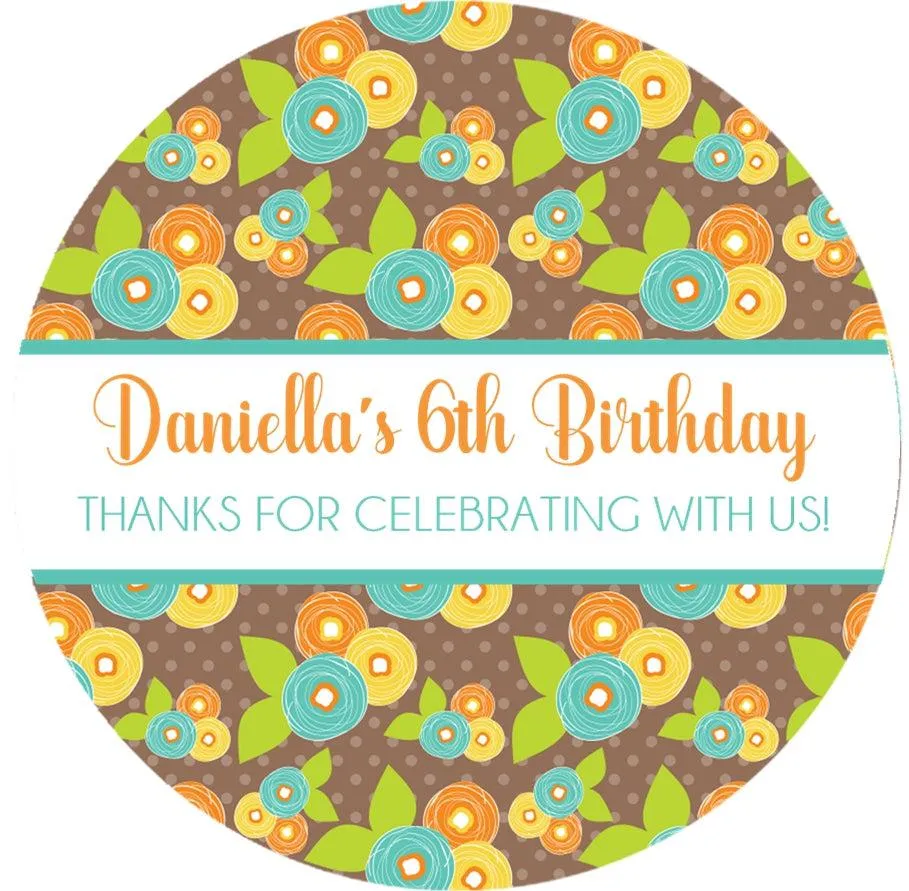 Vintage Floral Birthday Party Stickers