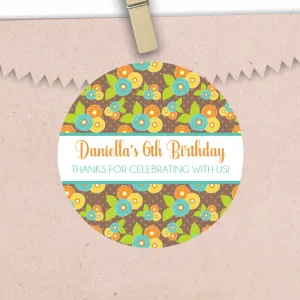 Vintage Floral Birthday Party Stickers