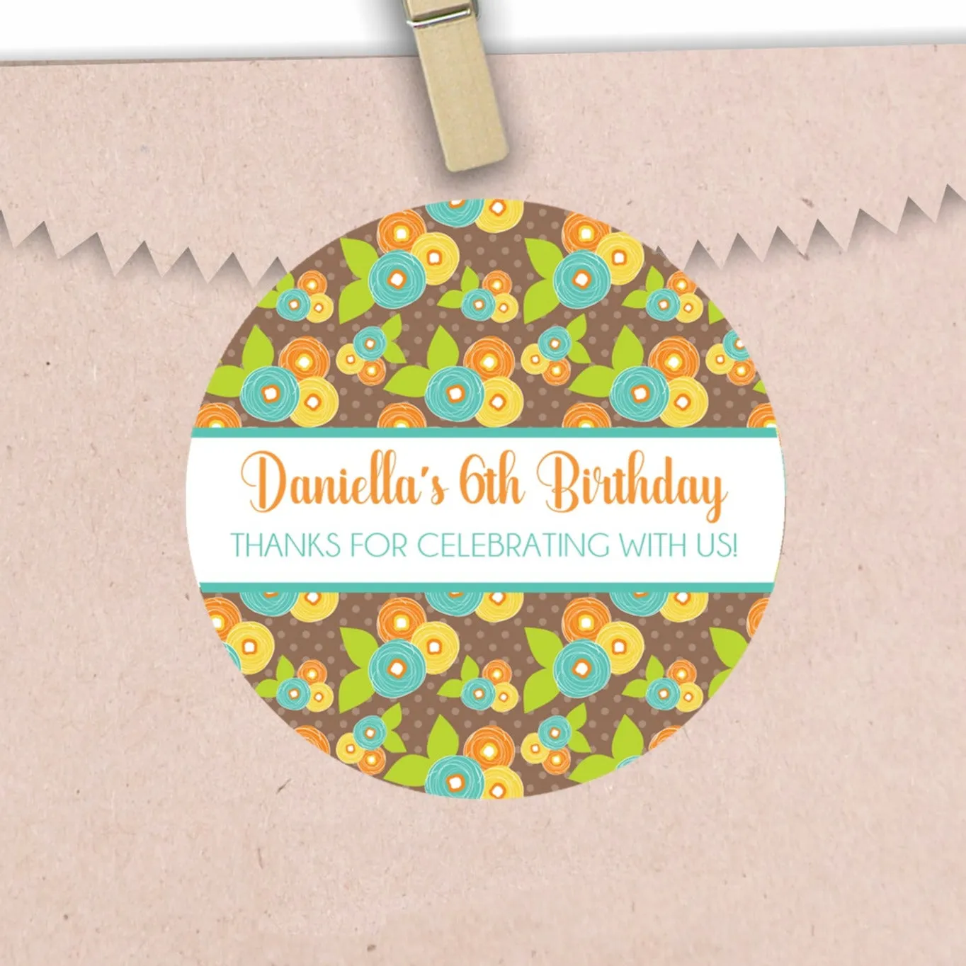 Vintage Floral Birthday Party Stickers
