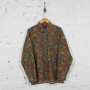 Vintage Ornamental Patterned Party Shirt - Green - L