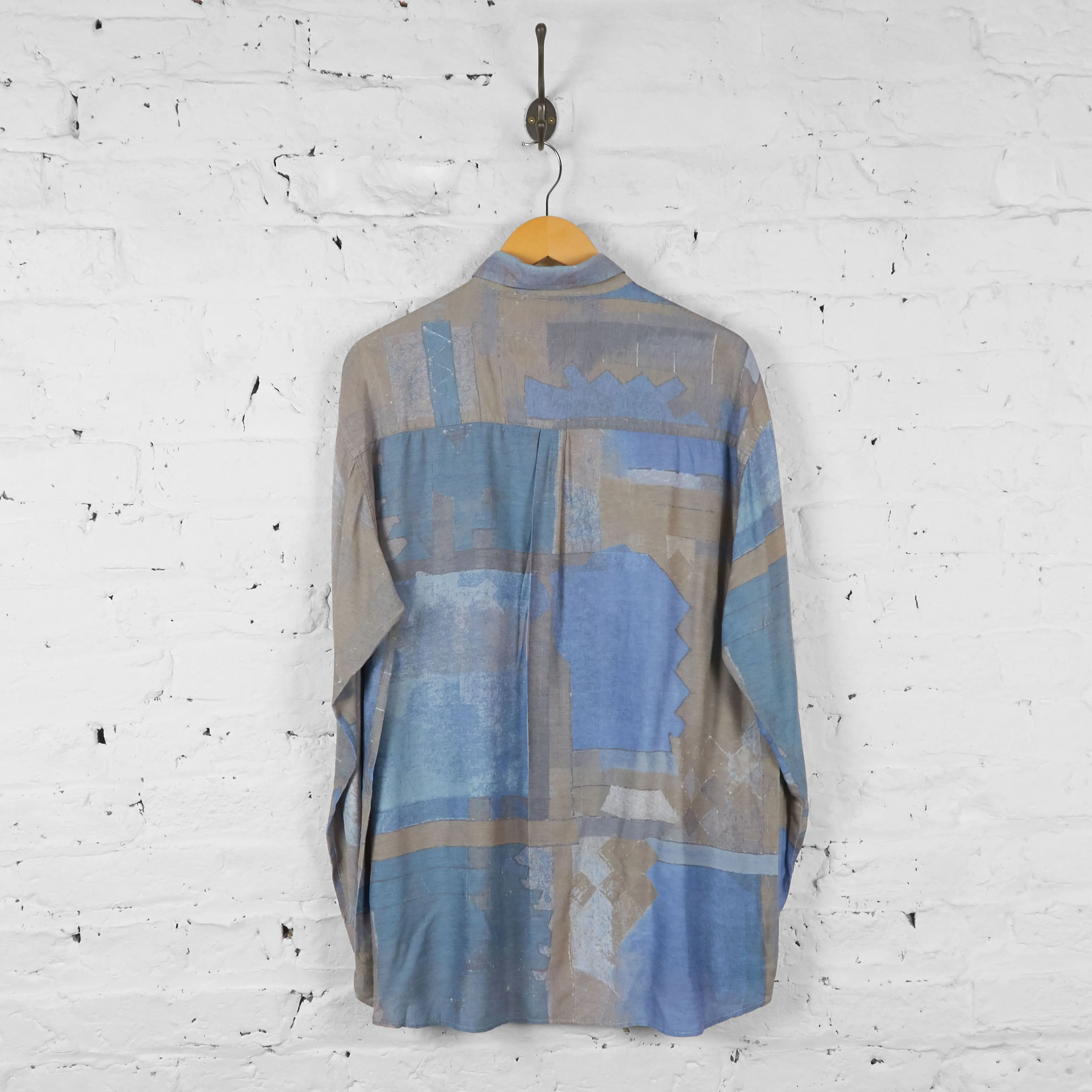Vintage Patterned Party Shirt - Blue - L