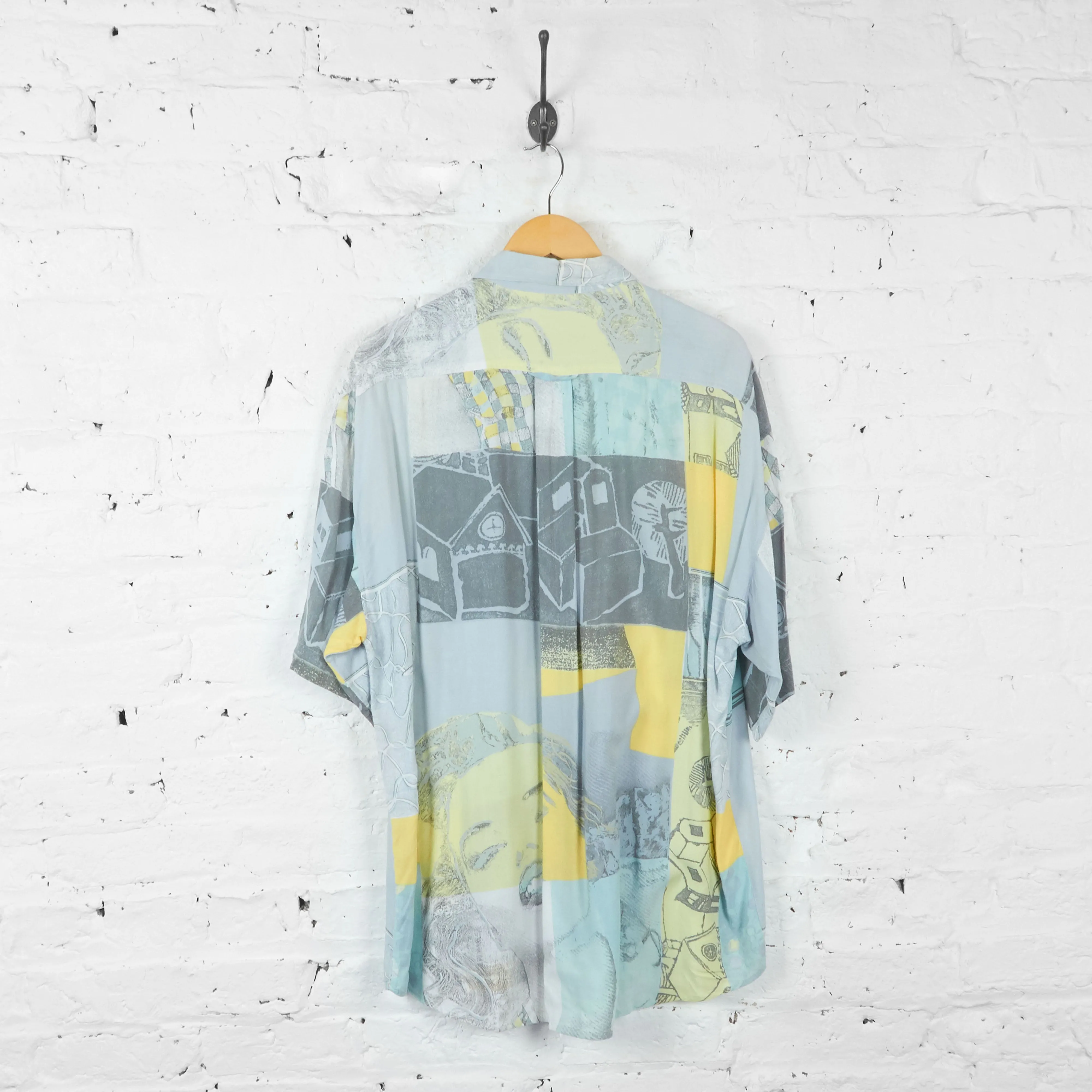 Vintage Patterned Party Shirt - Blue/Grey - L
