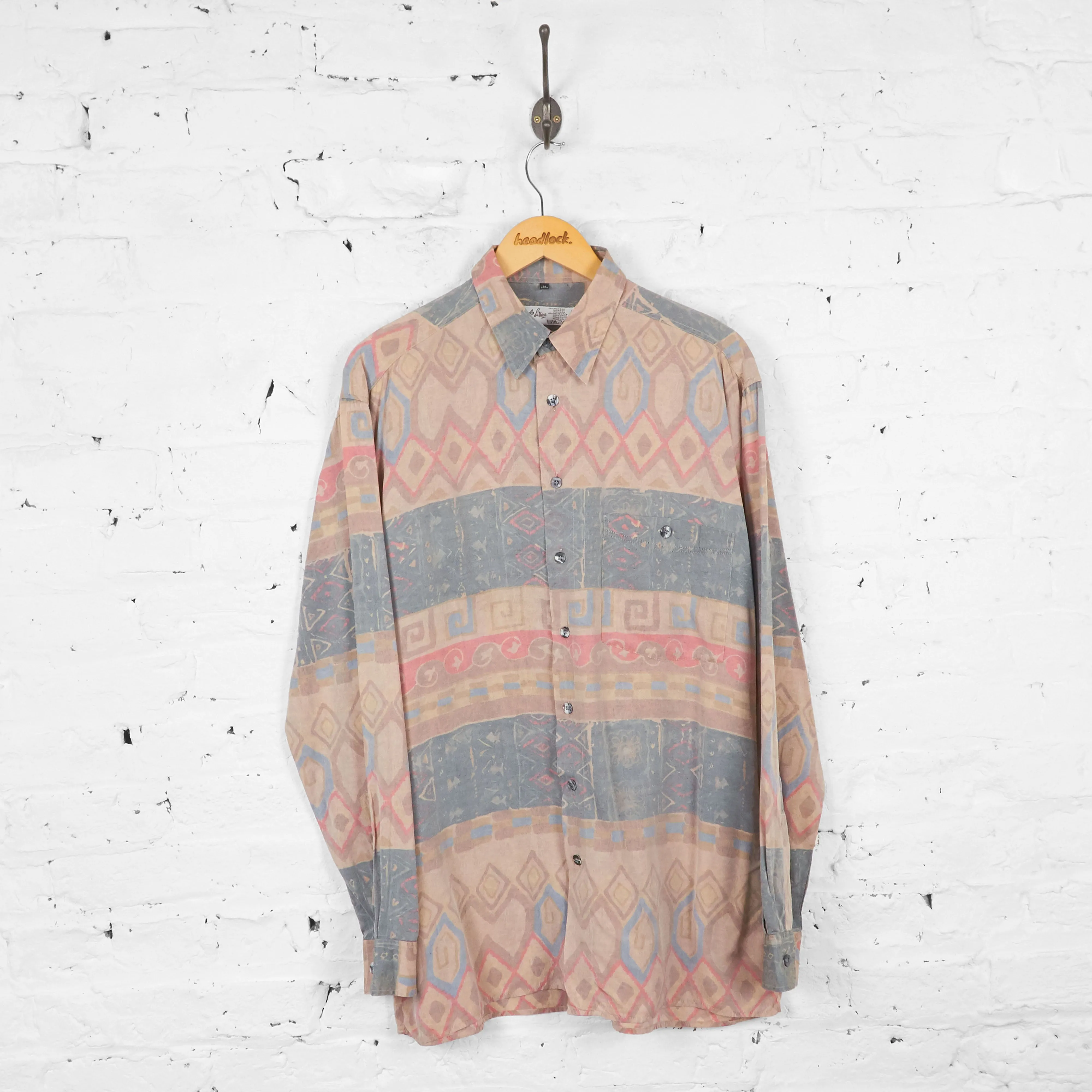 Vintage Patterned Party Shirt - Brown - M