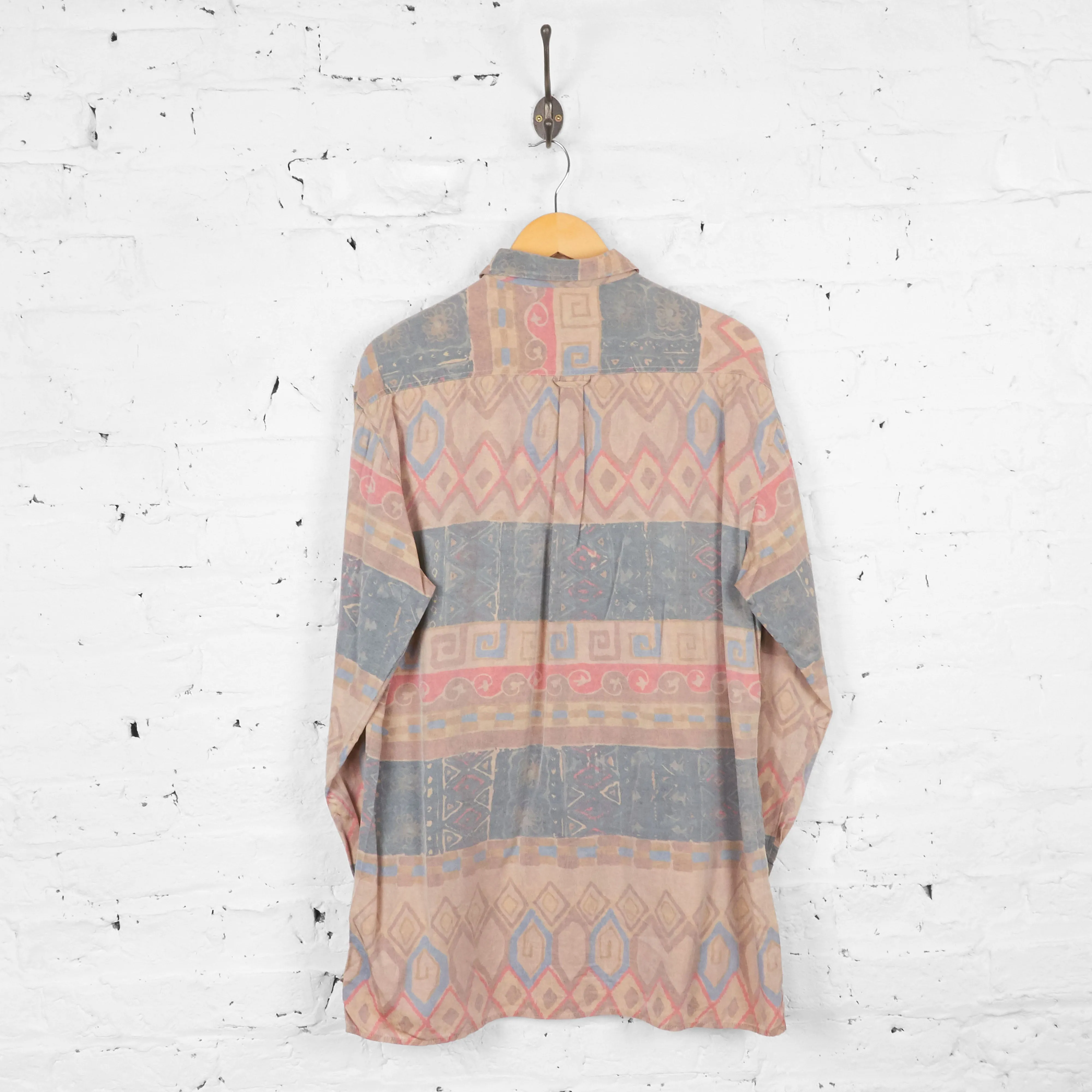 Vintage Patterned Party Shirt - Brown - M