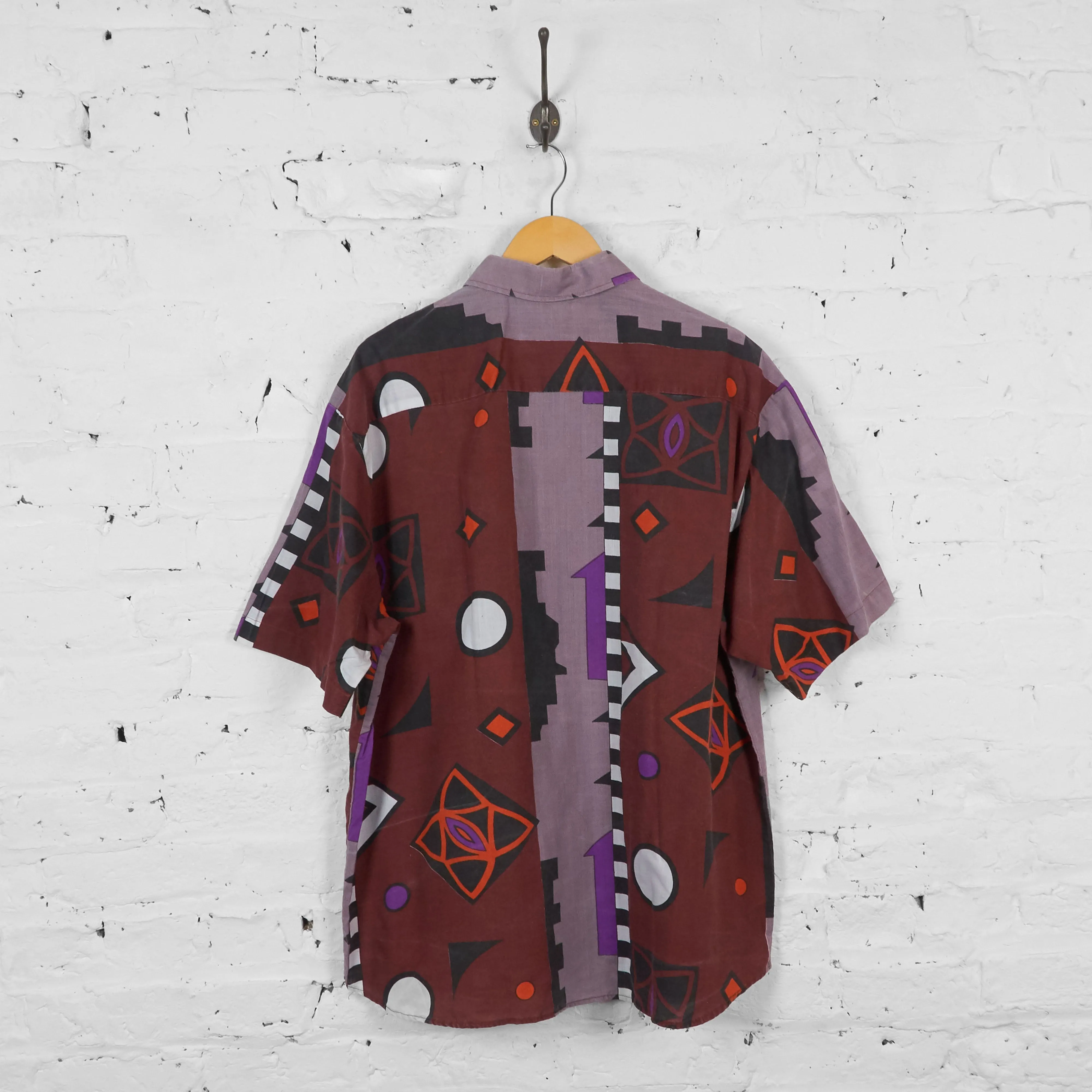Vintage Patterned Party Shirt - Purple - XL