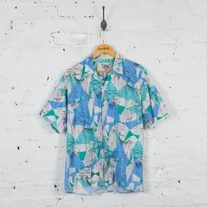 Vintage Sailing Patterned Party Shirt - Blue - M