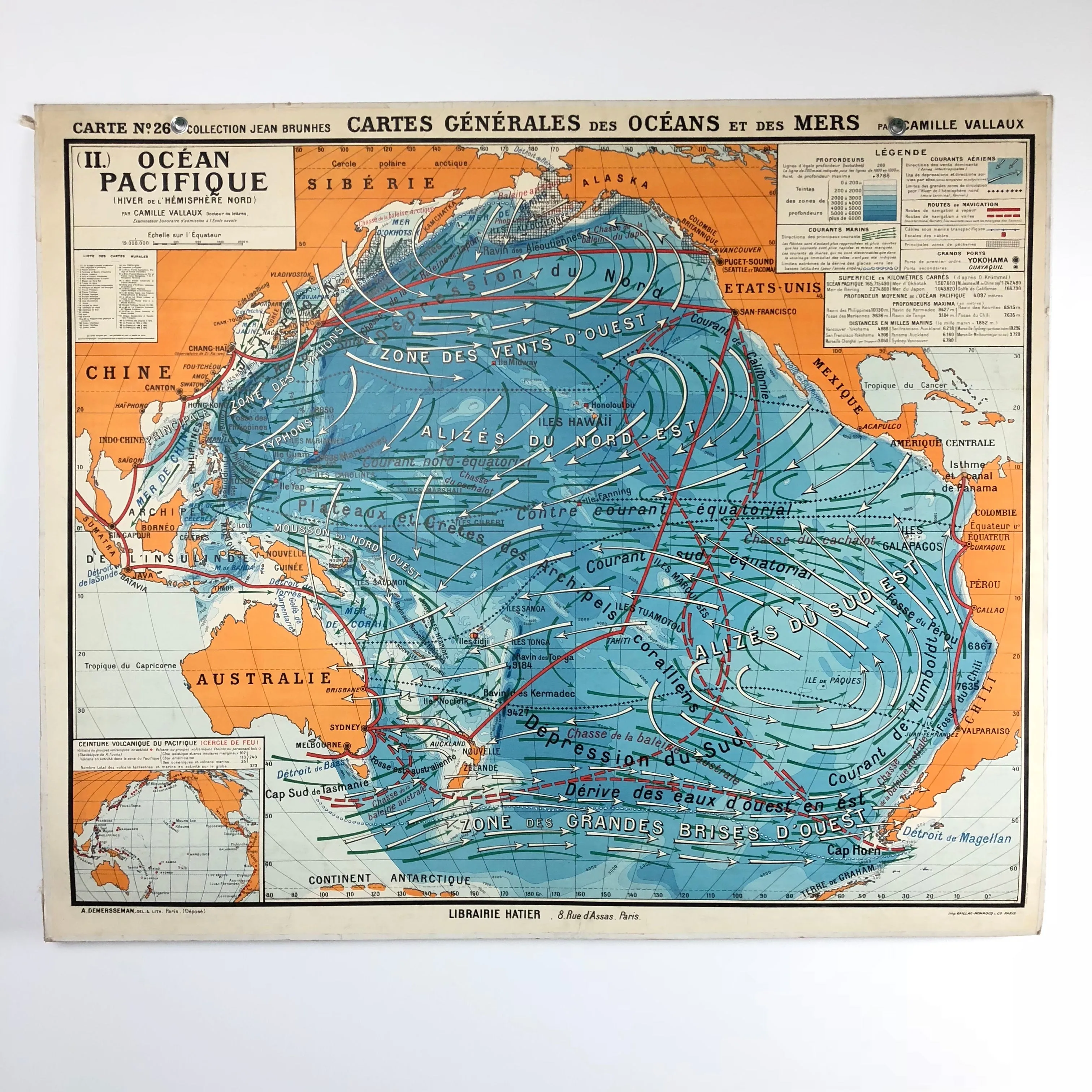 Vintage School Map "Ocean Pacifique"