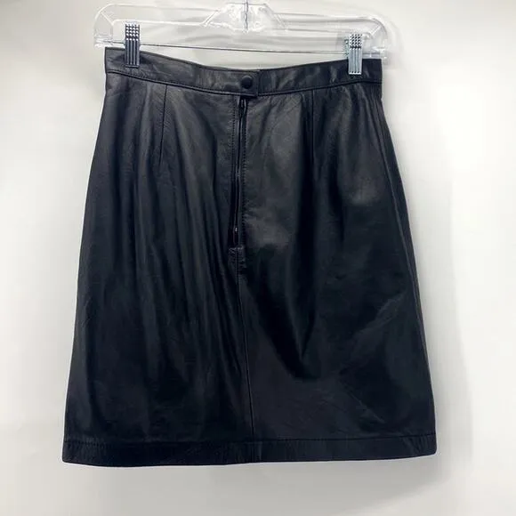 Vintage Wilson black leather skirt mini rocker date Night girls night
