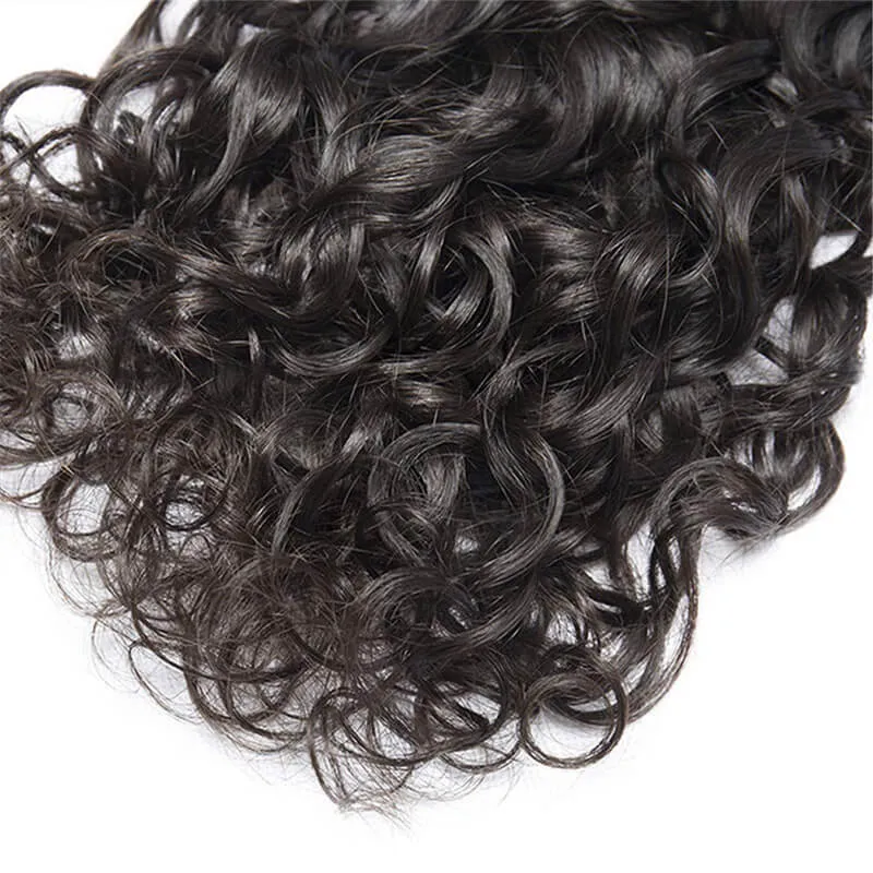 Wavymy Affordable Virgin Human Hair Water Wave 3 Bundles With 4x4 Lace Closure