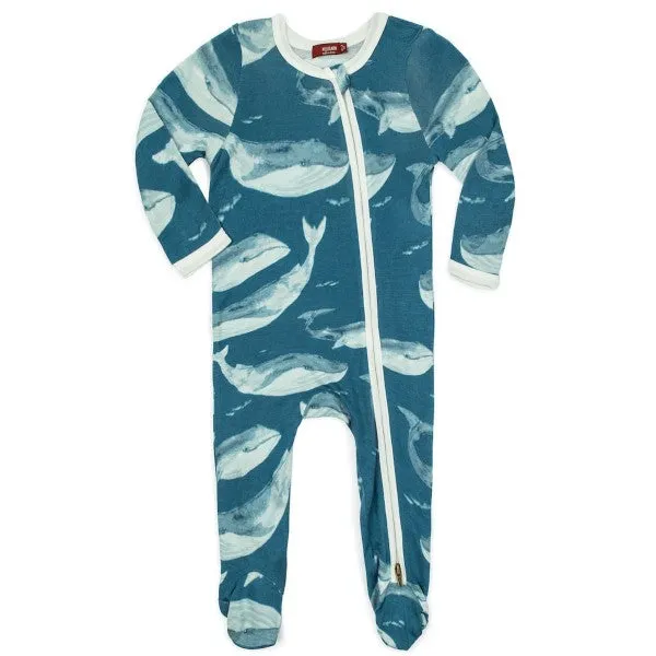 Whale Zippered Footie